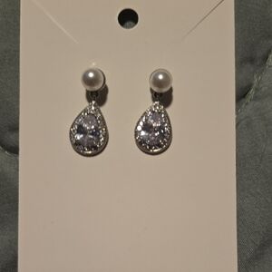 Elegant Silver and White Drop Earrings